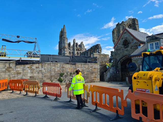 Barriers bar the entrance to the Abbey