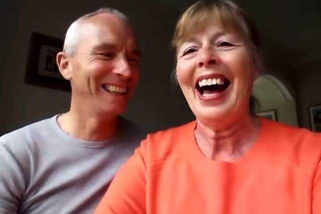 Jayne and Peter Robinson receiving the news. Picture: People's Postcode Lottery