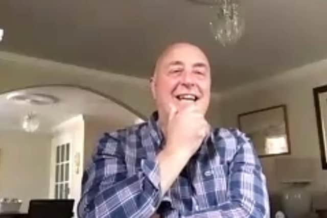 Terry Porter receiving the news. Picture: People's Postcode Lottery