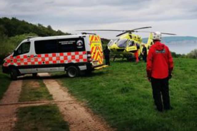 An air ambulance was called to help one of the injured cyclists.