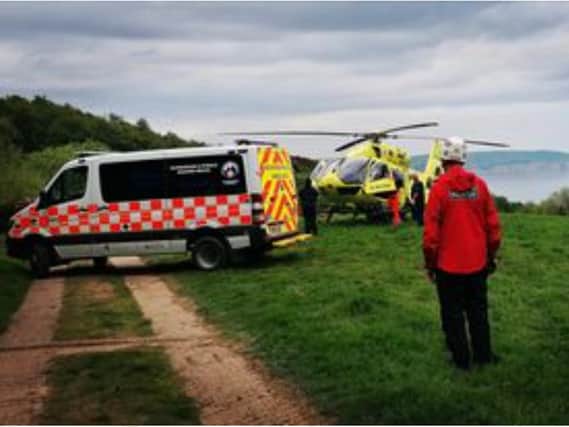 An air ambulance was called to help one of the injured cyclists.