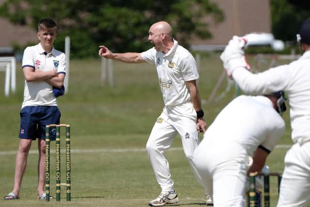 Heslerton bowler Paul Kinghorn appeals unsuccessfully for an LBW decision against Sewerby
PHOTO BY RICHARD PONTER