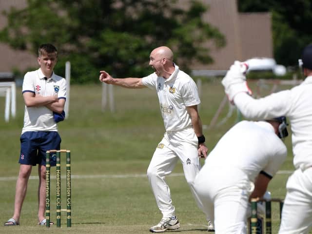 Heslerton bowler Paul Kinghorn appeals unsuccessfully for an LBW decision against Sewerby
PHOTO BY RICHARD PONTER