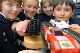 St Augustine’s School pupils get ready for a Scalextric challenge. Pictured left to right,  Michael Thompson, Callum Murden, Daniel Gyte, Sam Pybus.