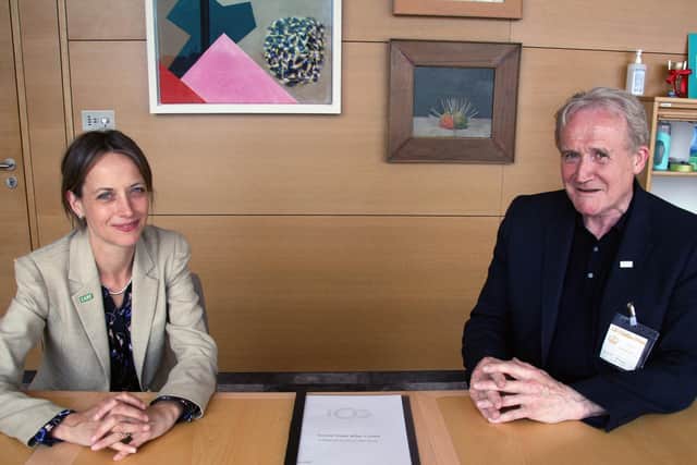 Care Minister Helen Whately with Independent Care Group Chairman Mike Padgham.