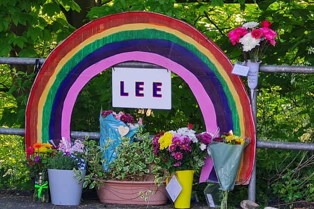 The memorial for Lee Cowling. Picture: Lucy Barnes
