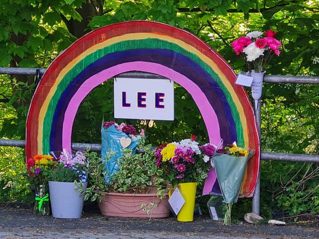 The memorial for Lee Cowling. Picture: Lucy Barnes