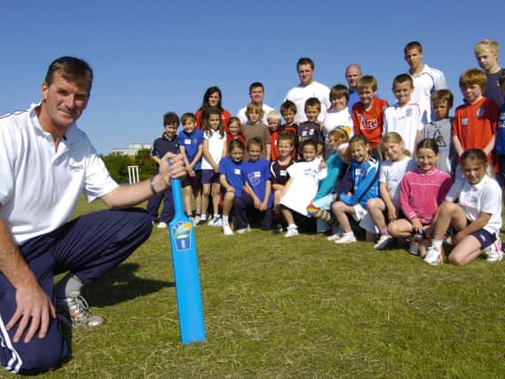 Cricket coaching at Eskdale School with ex-Yorkshire cricketer David Byas.