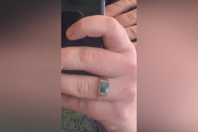 The wedding ring which was lost at Sandsend, near Whitby.