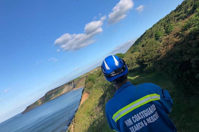 The Coastguard helicopter was called to an injured walker.