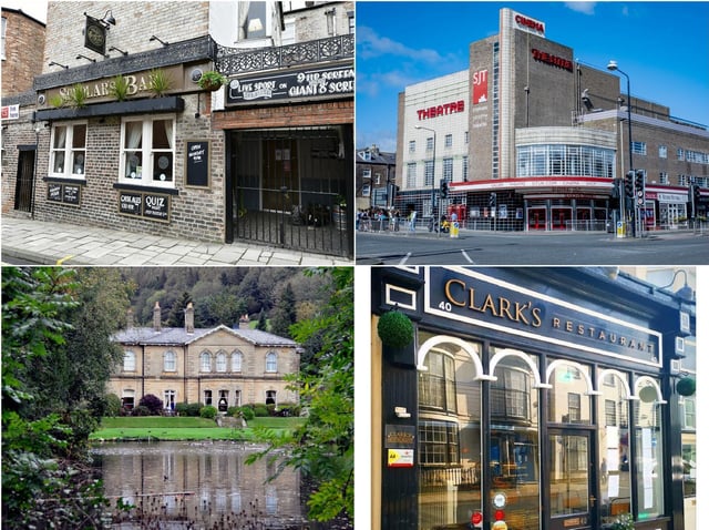 Clockwise from top left: Scholars bar, Stephen Joseph Theatre, Clark's Restaurant and Hackness Grange Hotel.