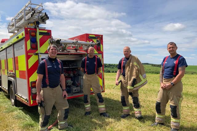 The RAF Fylingdales crew helping out at the Hole of Horcum moors fire.
picture: North Yorkshire Fire & Rescue.