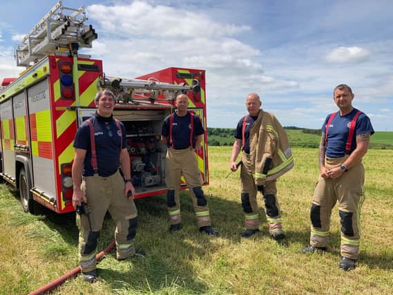 The RAF Fylingdales crew helping out at the Hole of Horcum moors fire.
picture: North Yorkshire Fire & Rescue.