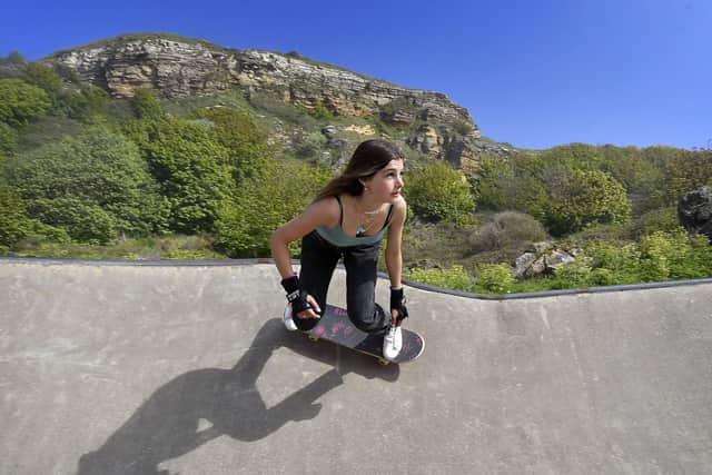 Eliza Leach at Scarborough Skatepark. Picture: JPI Media/ Richard Ponter