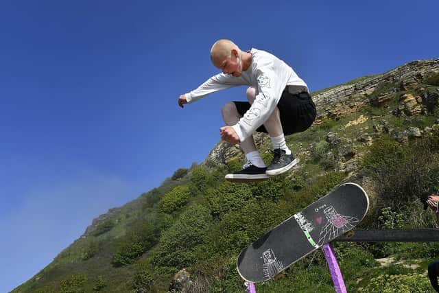 Jack Hitchens getting some height on his skateboard. Picture: JPI Media/ Richard Ponter