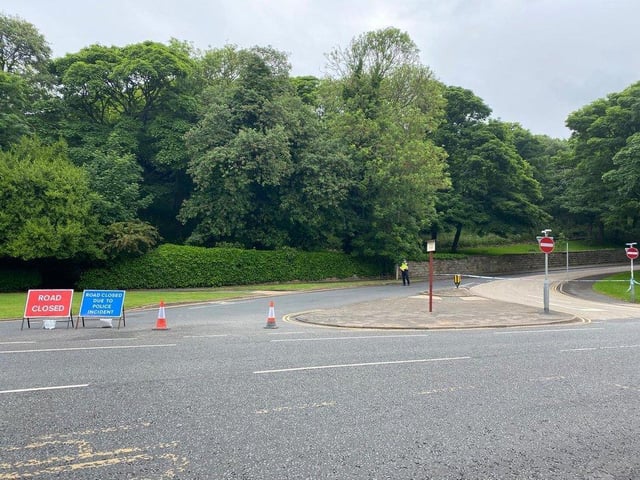 The police cordon at the bottom of Peasholm Road in Scarborough.
