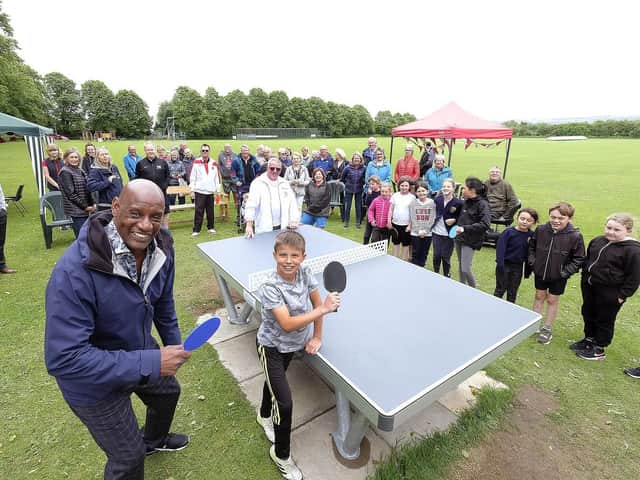 The Chase star Shaun Wallace opens the new outdoor table tennis table at Snainton

Photo by Richard Ponter