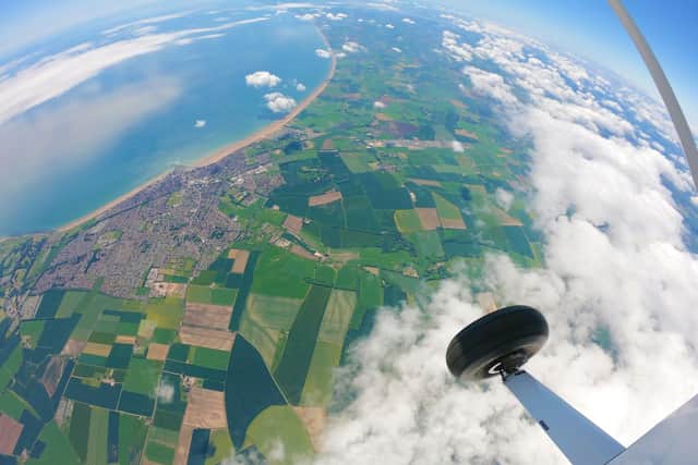 The view of the Yorkshire coast from the plane.