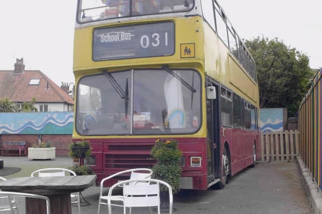 Dorothy, the wellbeing bus, at West Cliff Primary