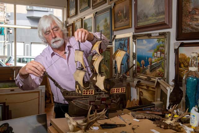 Brian Hewitt at The Ship Shop in Scarborough where he also has a taxidermy business and sells paintings. Picture Bruce Rollinson