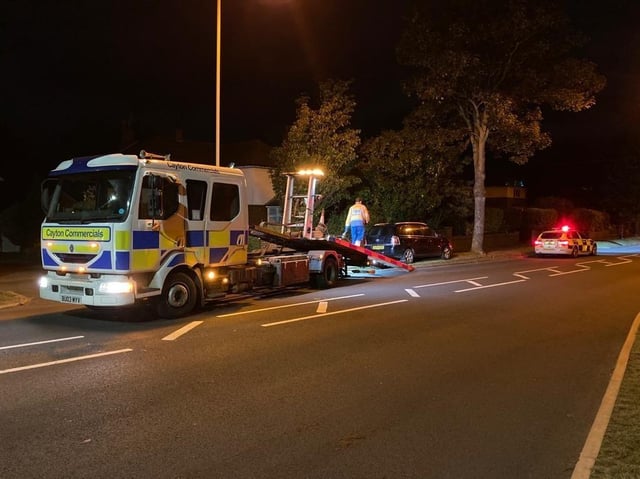 A car being towed after the driver was stopper by police on suspicion of taking without the owner's consent and drink driving. Picture: North Yorkshire Police