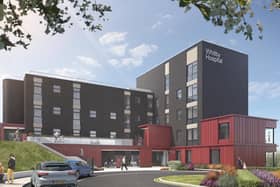 How Whitby Hospital is expected to look when building works are complete, with the current estimate being early 2022.