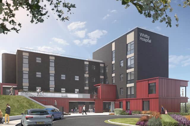 How Whitby Hospital is expected to look when building works are complete, with the current estimate being early 2022.