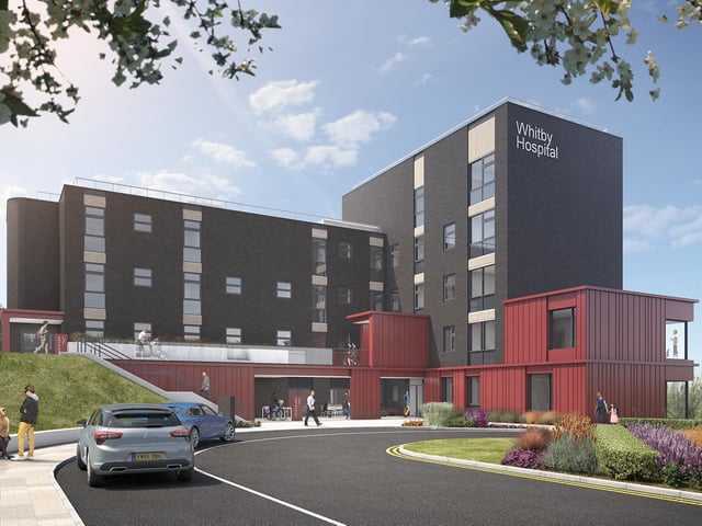 How Whitby Hospital is expected to look when building works are complete, with the current estimate being early 2022.