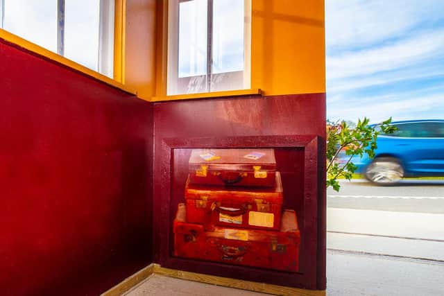 The Harry Potter-style interior of the Goathland-themed bus stop in Sweden.