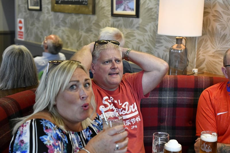 A close call... as fans react in Dickens Bar.