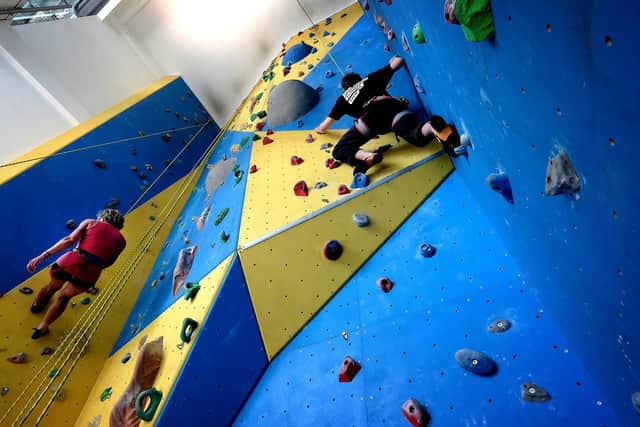 The climbing wall at The Street.