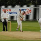 Harry Burton in bowling action for Bridlington 1sts