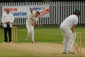 Harry Burton in bowling action for Bridlington 1sts