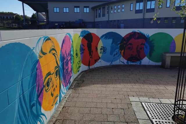 The mural features five faces of people with special connections to East Riding College. Photo submitted.