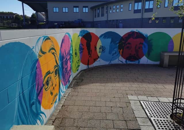 The mural features five faces of people with special connections to East Riding College. Photo submitted.