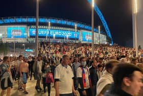 Kevin Howards's picture of fans outside Wembley, which hosted England's 2-1 win over Denmark in the semi-final of Euro 2020.