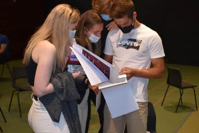 Friends check their results. Picture: Scarborough College.