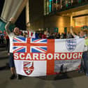 Scarborough councillor Neil Heritage, left, represented the town with a custom St George's flag. (Photo: Neil Heritage)