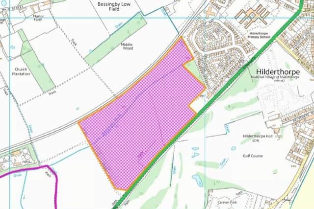 Plans for 470 homes in Bridlington have been deferred after East Riding councillors called for more parking for two proposed football pitches, a wider wildlife corridor and more bungalows. Image from ERYC planning portal.