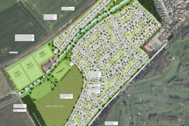 Plans for 470 homes in Bridlington have been deferred after East Riding councillors called for more parking for two proposed football pitches, a wider wildlife corridor and more bungalows. Image from ERYC planning portal.
