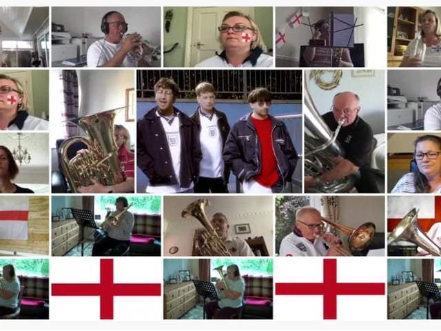 Simply Brass - Still from the video for Football's Coming Home