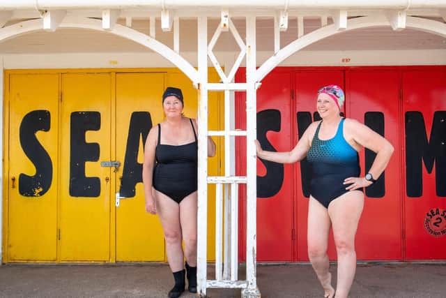 Scarborough Sea Swimmers, who are hosting a rally July 10 raising funds for Covid heroes. Pictured are Carmel O'Toole and Caroline Powell. Picture Bruce Rollinson