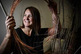 Emma Stothard works on her sculpture in her Whitby studio.