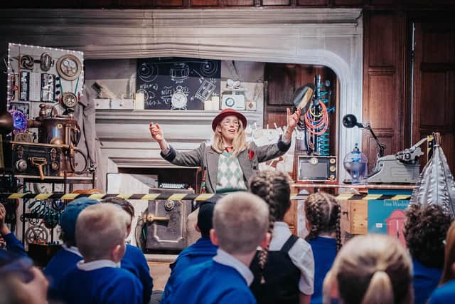 The Professor explains she needs the children's help to save time travellers arriving in Scarborough (Picture: Stewart Baxter)