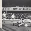 Ernie Moss scores for Chesterfield in October 1984 in a 3-1 win against Hereford