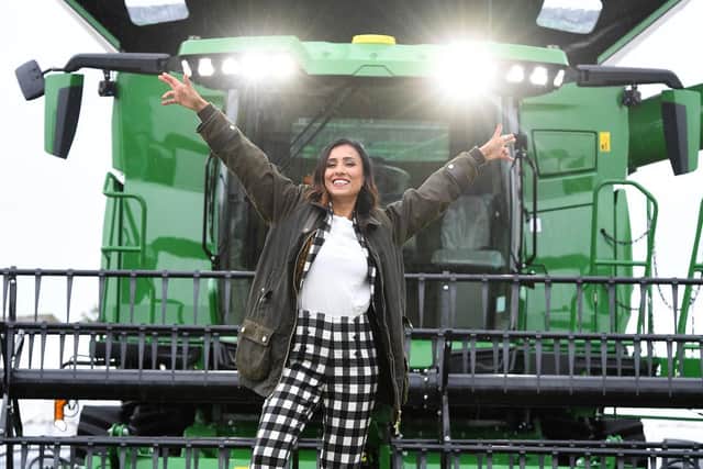 Anita Rani with the world’s largest combine