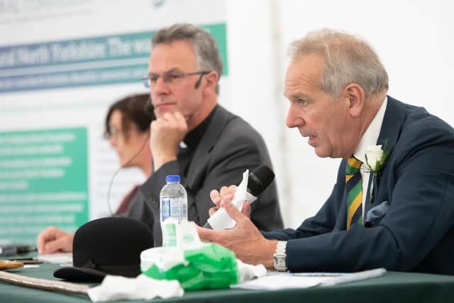 Commissioner Sir William Worsley speaking at the launch on rural housing.