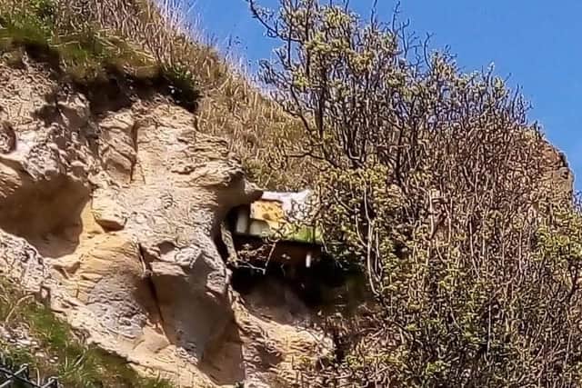 The armchair stuck on the headland. Picture: Mick Couzens