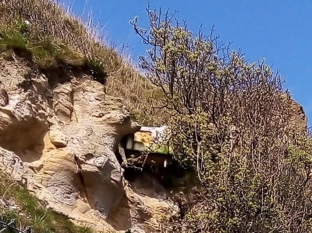 The armchair stuck on the headland. Picture: Mick Couzens
