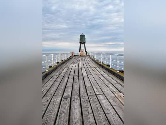 One of Kieran Delaney's pictures, from the ground this time, of Whitby's west pier.